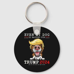 Border Collie Dog Even My Dog Is Waiting For Trump Keychain
