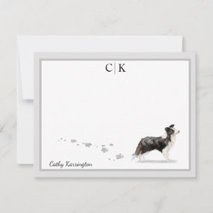 Border Collie Dog Grey Border Monogram Your Name Card
