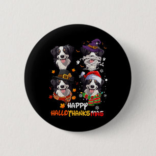 Border Collie Dog Hallothanksmas Halloween Thanksg 2 Inch Round Button