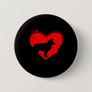 Border Collie Dog Heart Shape Valentine Dog Lovers 2 Inch Round Button