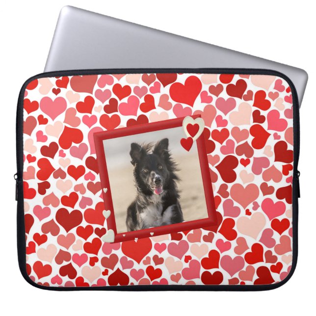 Border Collie Dog Hearts Laptop Sleeves (Front)
