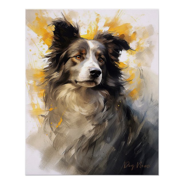 Border Collie dog in the wind 004 - Yacobsen Deros Poster (Front)