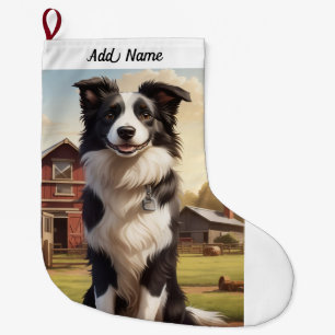Border Collie Dog Large Christmas Stocking