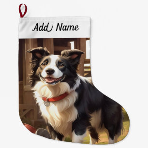 Border Collie Dog Large Christmas Stocking