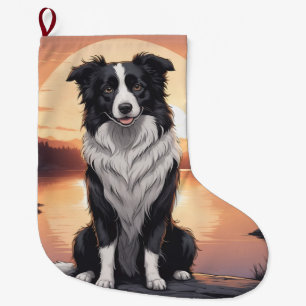 Border Collie Dog Large Christmas Stocking