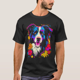 Border Collie Dog Love Flowers T-Shirt