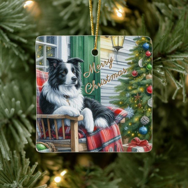Border Collie Dog Lover Christmas Gift Ornament (Tree)