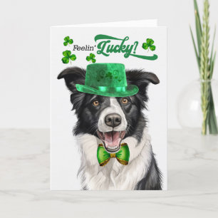 Border Collie Dog Lucky St Patrick's Day Holiday Card