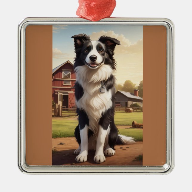 Border Collie Dog Metal Ornament (Front)