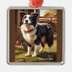 Border Collie Dog Metal Ornament