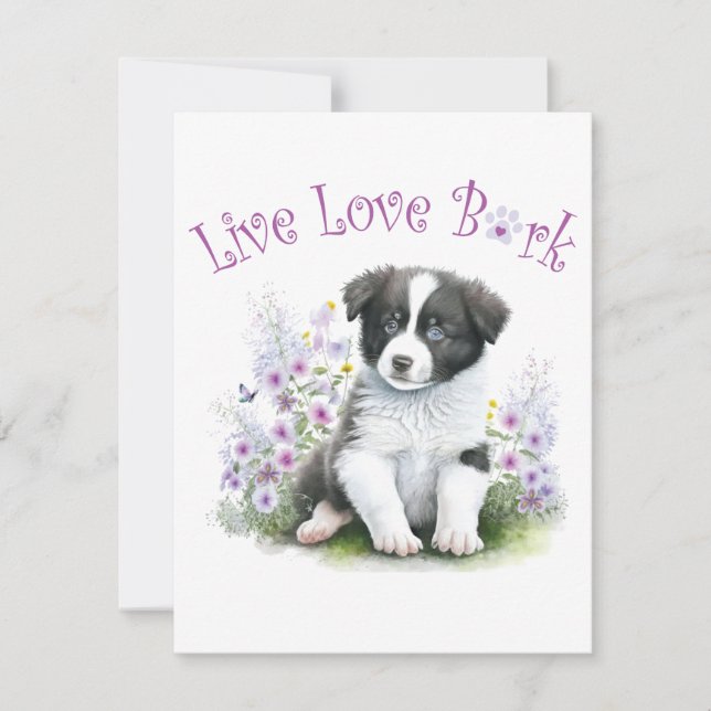 Border Collie Dog Mom Floral Card (Front)