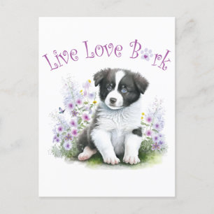 Border Collie Dog Mom Floral Postcard