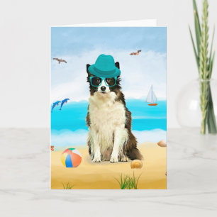 Border Collie Dog on Beach  Card