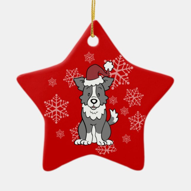 Border Collie Dog Ornament (Front)