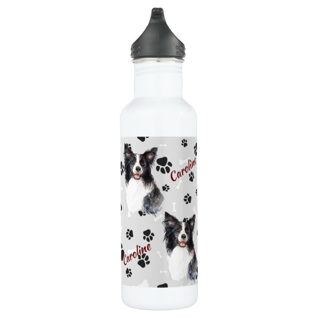 Border Collie Dog Pawprint 710 Ml Water Bottle (Right)