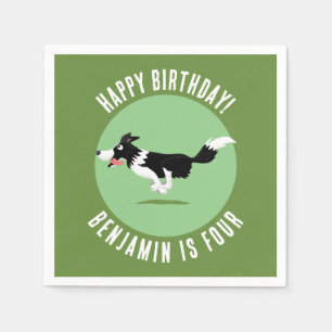Border Collie dog personalized birthday cartoon Napkin