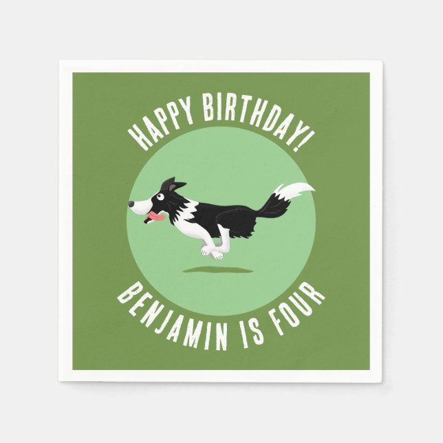 Border Collie dog personalized birthday cartoon Napkin (Front)