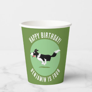 Border Collie dog personalized birthday cartoon Paper Cups