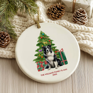  Border Collie Dog Personalized Christmas Ceramic Ornament