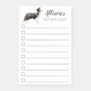 Border Collie Dog Personalized To Do List Post-it Notes