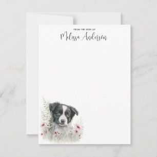 Border Collie Dog Personalized Watercolor Puppy  Card