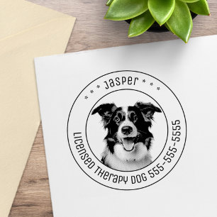 Border Collie Dog Pet Photo Round Rubber Stamp