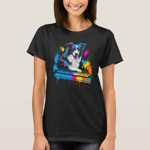 Border Collie Dog Pianist T-Shirt