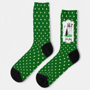 Border Collie Dog Playing Golf (black & white) Fun Socks