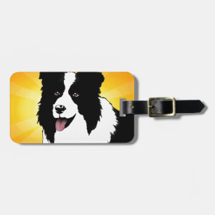 Border Collie Dog Pop Art Pet  Bright Customize Luggage Tag