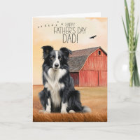Border Collie Dog Red Barn Western Father's Day