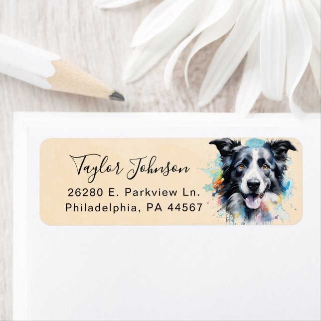 Border Collie Dog Return Address Label (Insitu)