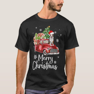 Border Collie Dog Riding Red Truck Christmas Tree T-Shirt
