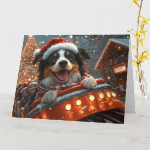 Border Collie Dog Roller Coaster Christmas Card