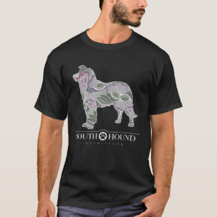 Border Collie Dog Sage Blush Floral Pattern T-Shirt
