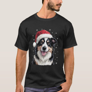 Border Collie Dog Santa Hat Funny Pet Animal Match T-Shirt
