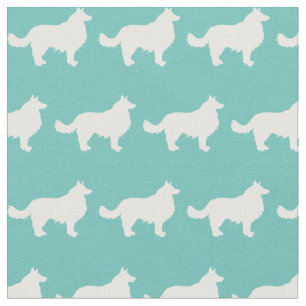 Border Collie Dog Silhouette Pet Teal Fabric