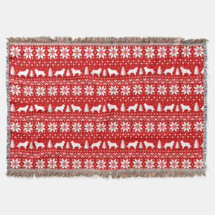 Border Collie Dog Silhouettes Christmas Holiday Throw Blanket
