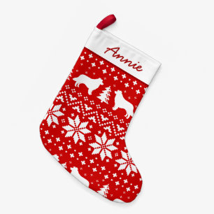 Border Collie Dog Silhouettes Pattern Cute Canine Small Christmas Stocking