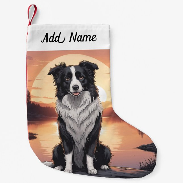 Border Collie Dog Small Christmas Stocking (Front)