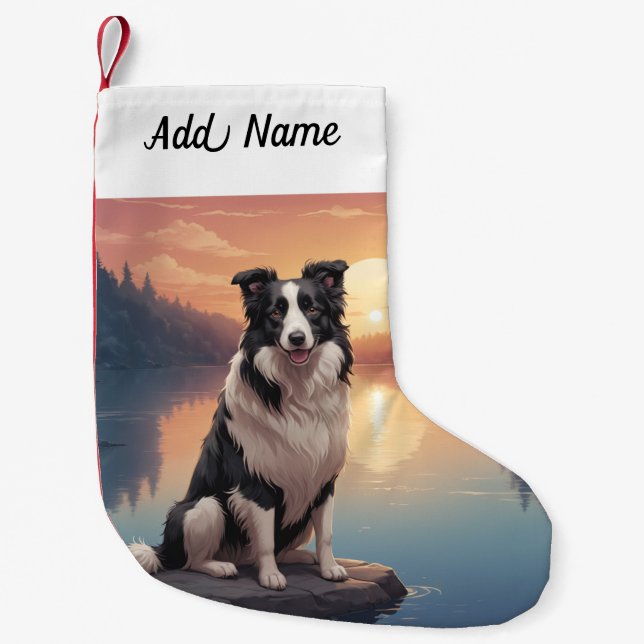 Border Collie Dog Small Christmas Stocking (Front)
