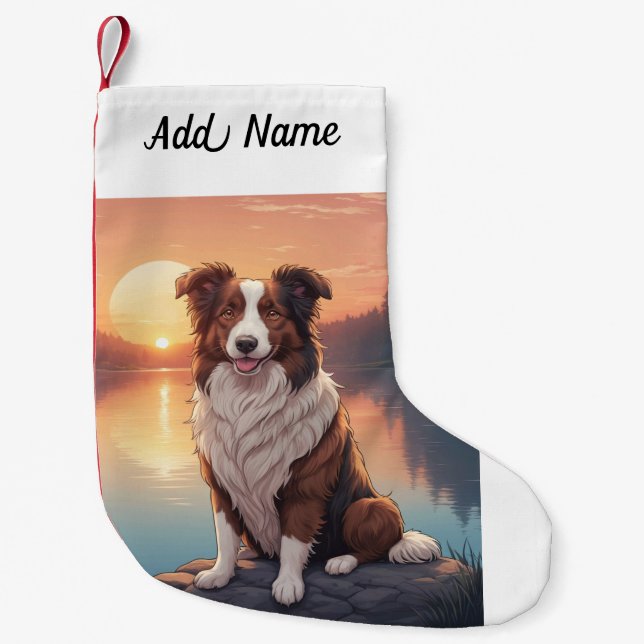 Border Collie Dog Small Christmas Stocking (Front)