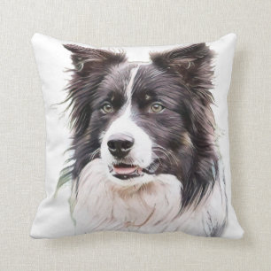 border collie dog throw pillow