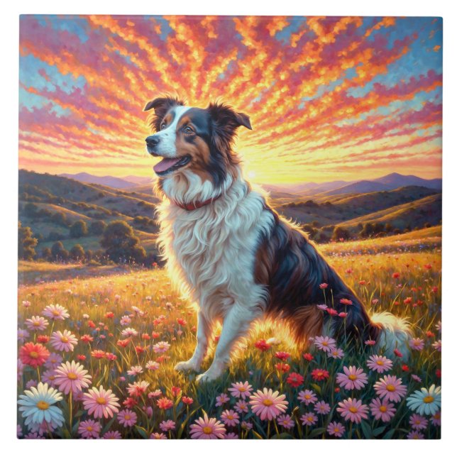 Border Collie Dog Tile (Front)