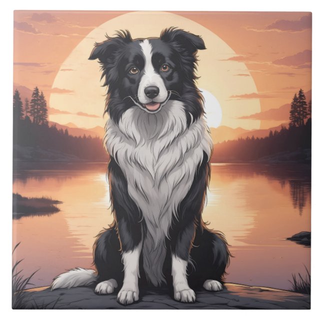 Border Collie Dog Tile (Front)