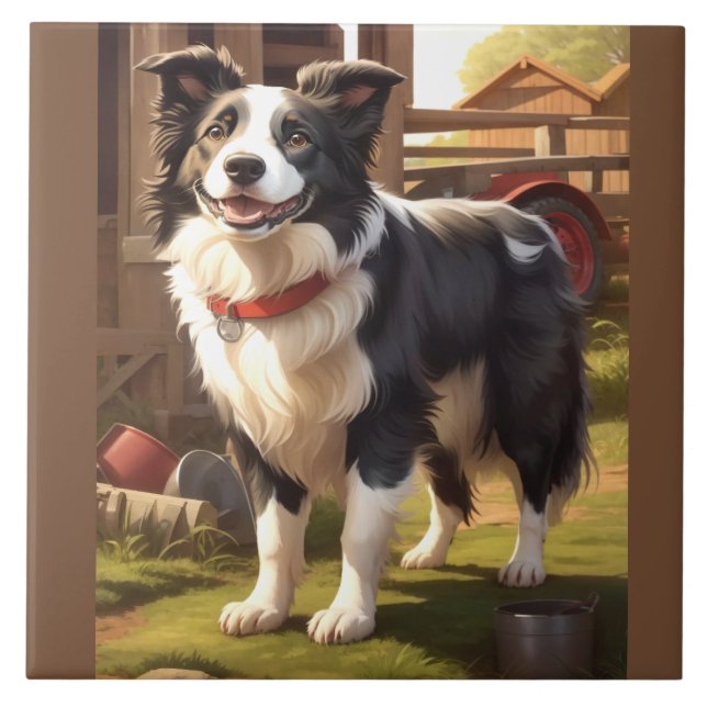 Border Collie Dog Tile (Front)