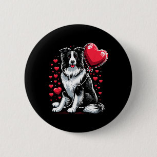 Border Collie Dog Valentine's Day Dog Owner Valent 2 Inch Round Button