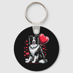Border Collie Dog Valentine's Day Dog Owner Valent Keychain