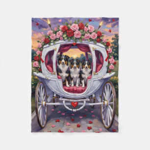 Border Collie Dog Valentine's Day Fleece Blanket