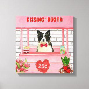 Border Collie Dog Valentine's Day Kissing Booth Canvas Print