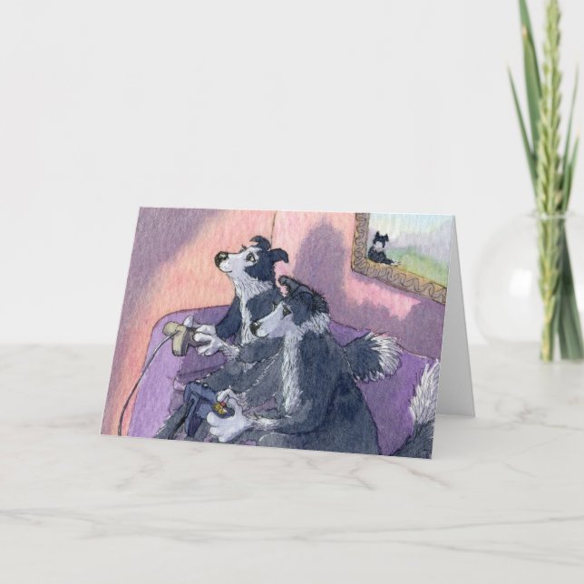 Border Collie Dog  Videogamers, Concentration CARD (Front)